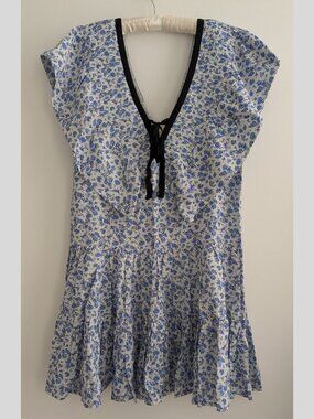 Lug Von Siga Cotton-Linen Mini Dress w Exaggerated Pleated Collar